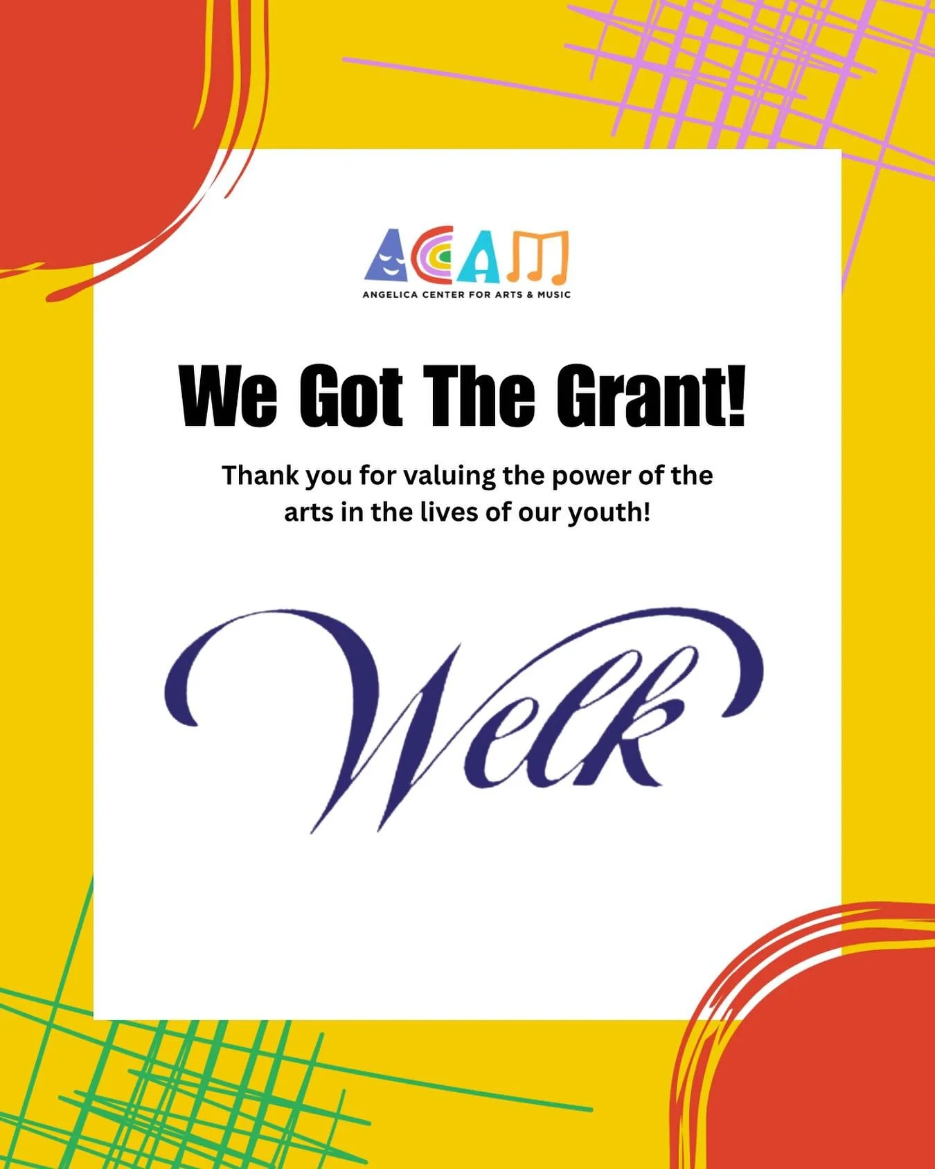 Thank you to The Welk Family Philanthropies for their generous grant this year in support of ACAM! We appreciate you and your dedication to supporting youth in Los Angeles.

#ACAM #AngelicaCenterforArtsandMusic #ACAMCommunity #Fundraiser #picounion #