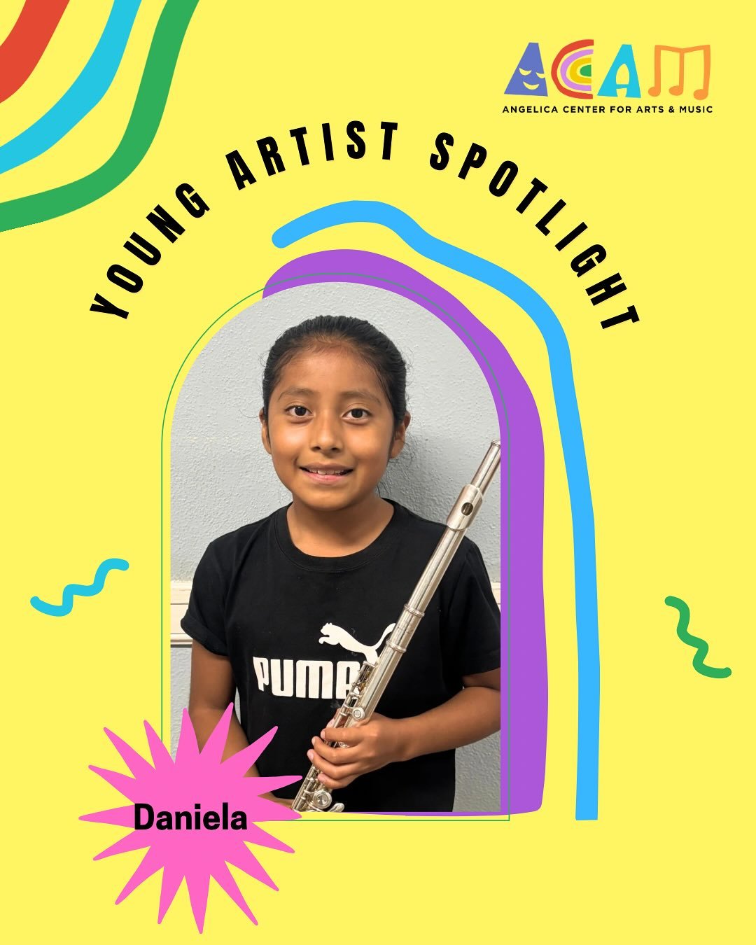 🎶 Meet Daniela, one of our talented young artists! 

🌟 Fun fact: she recently joined the orchestra and is already making incredible progress. We can&rsquo;t wait to see how her musical journey continues to grow! 💫

#ACAM #AngelicaCenterforArtsandM