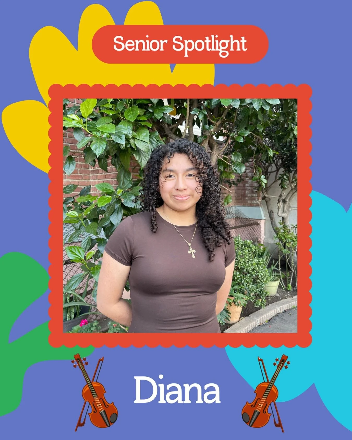 🎓 Senior Spotlight 🎓

Meet Diana, one of our amazing ACAM seniors! At 17, Diana has been part of the ACAM family for nearly 10 years, studying violin and performing in advanced orchestra at her high school. She also hopes to learn piano in the futu