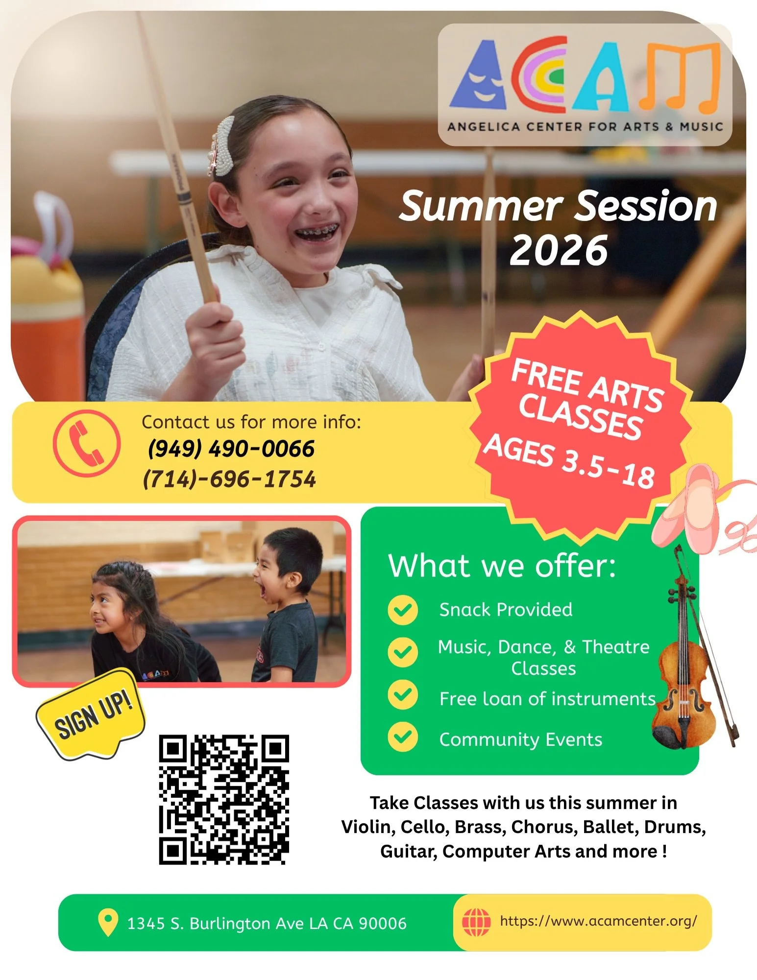 Summer is almost here! ☀️

Don&rsquo;t forget to sign up your young artist for ACAM&rsquo;s Summer Classes which start on June 15th! Give them a creative space to learn, grow, and express themselves through music, dance, and theatre. 🎶🩰🎭 ✨

Sign u