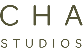Logo with the words 'CHA STUDIOS' in black font on a white background.