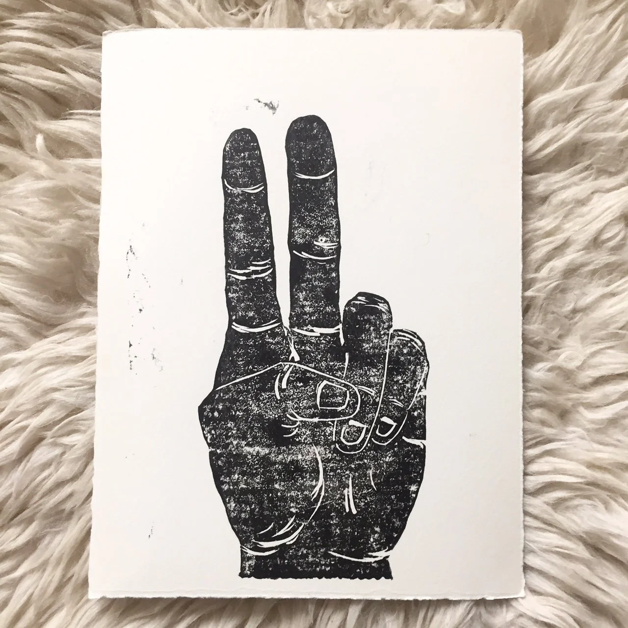 Victory! (linocut, hand pulled, printed on Fabriano Medioevalis paper, open edition), 2017