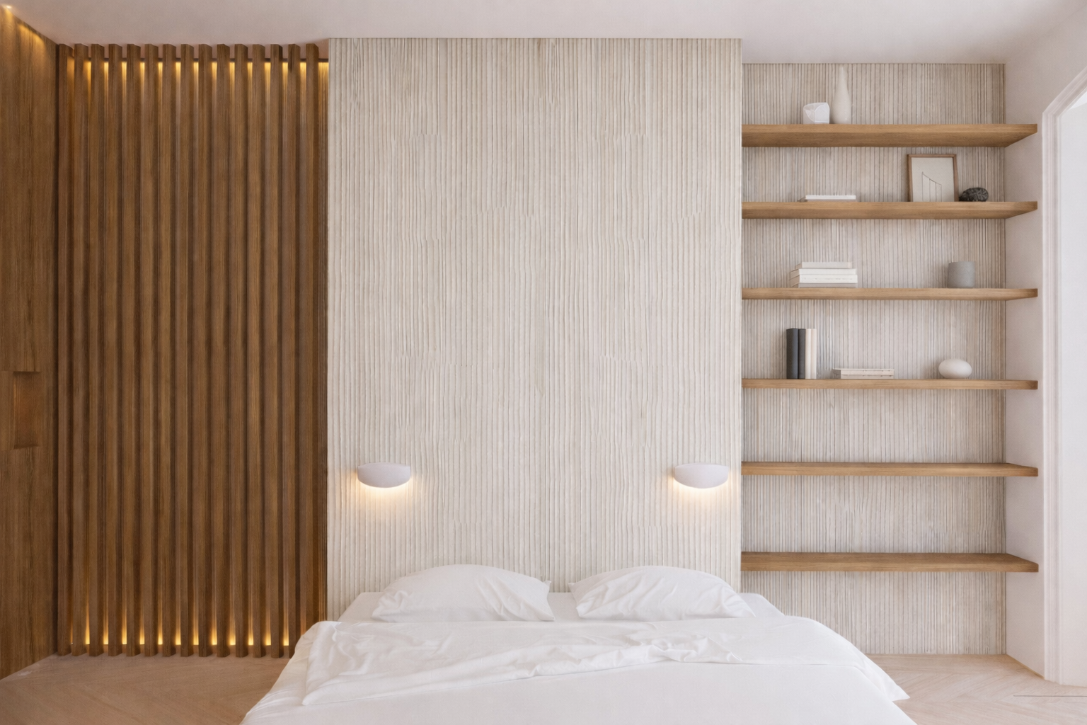 Chambre contemporaine épurée – conception architecturale intérieure