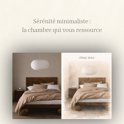 Chambre Feng Shui minimaliste – sérénité et équilibre