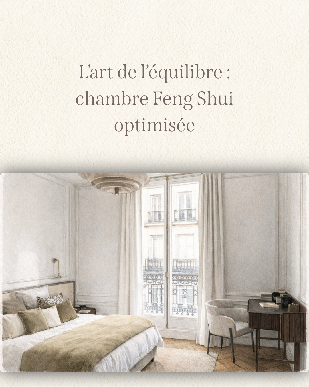Chambre Feng Shui optimisée – équilibre et fonctionnalité