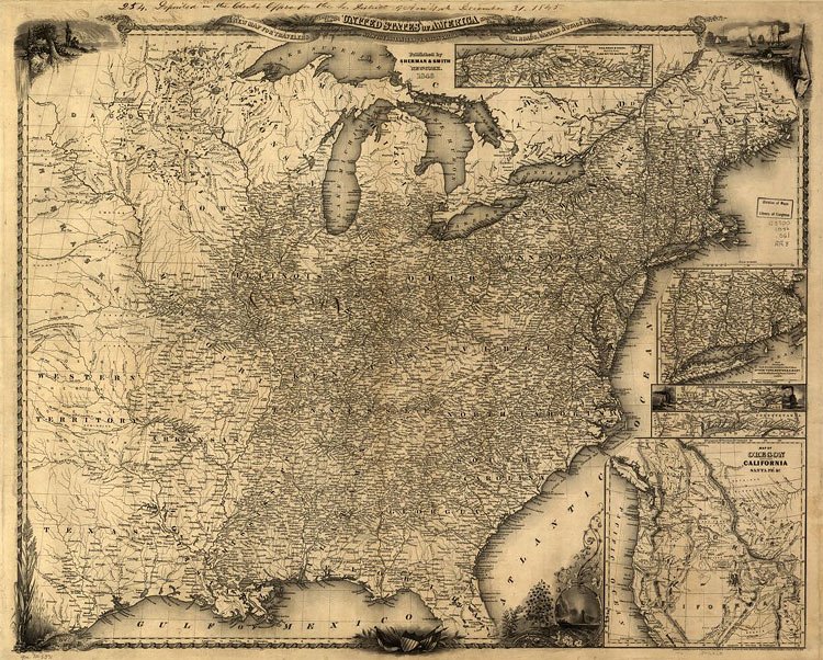 Old Map of America from Johnny Appleseed's time