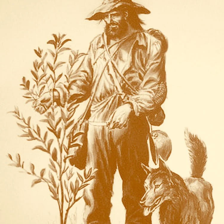 Image of Johnny Appleseed planting seeds