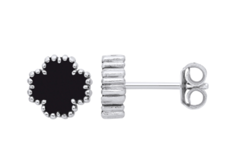 Sterling Silver Black Enamel Studs