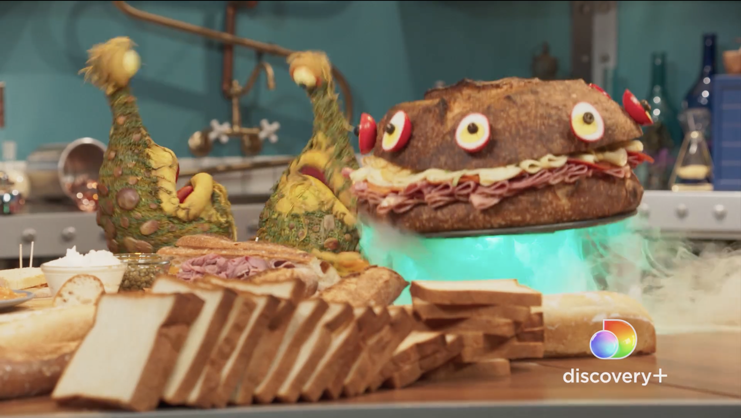 Floating UFO Sandwich with alien puppets at Jim Henson Studios