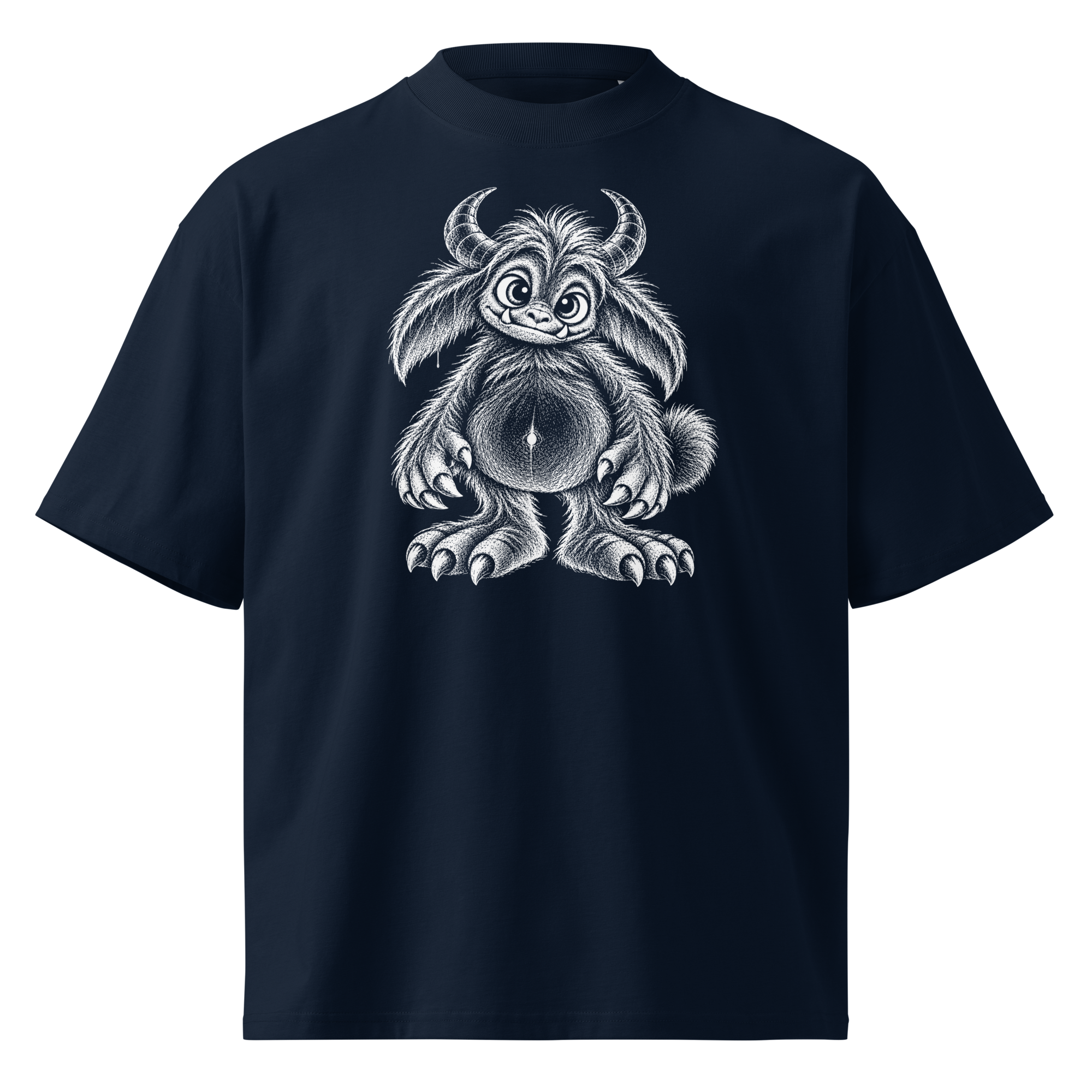 unisex-organic-oversized-high-neck-blaster-2.0-t-shirt-french-navy-front-6ad2aaaaa91f9.png