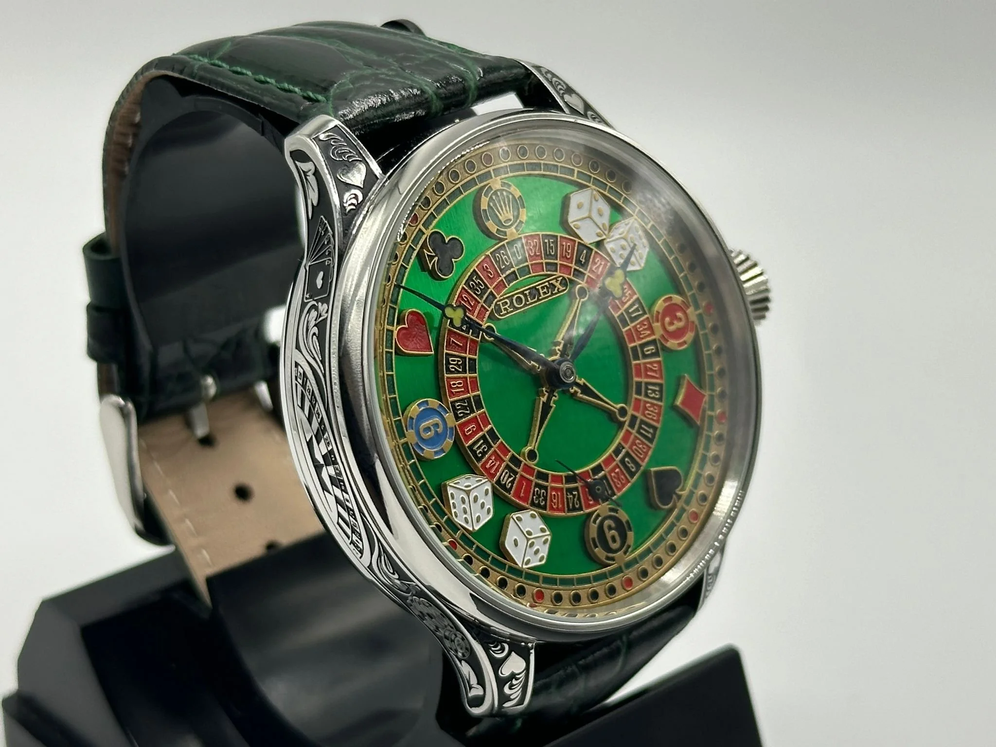 Superb men's 1920's Rolex lever wrist watch, with stunning casino dial.