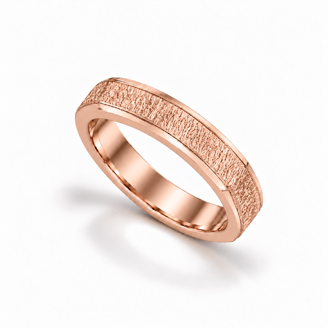Strata Square Band in rose gold, matching upright view