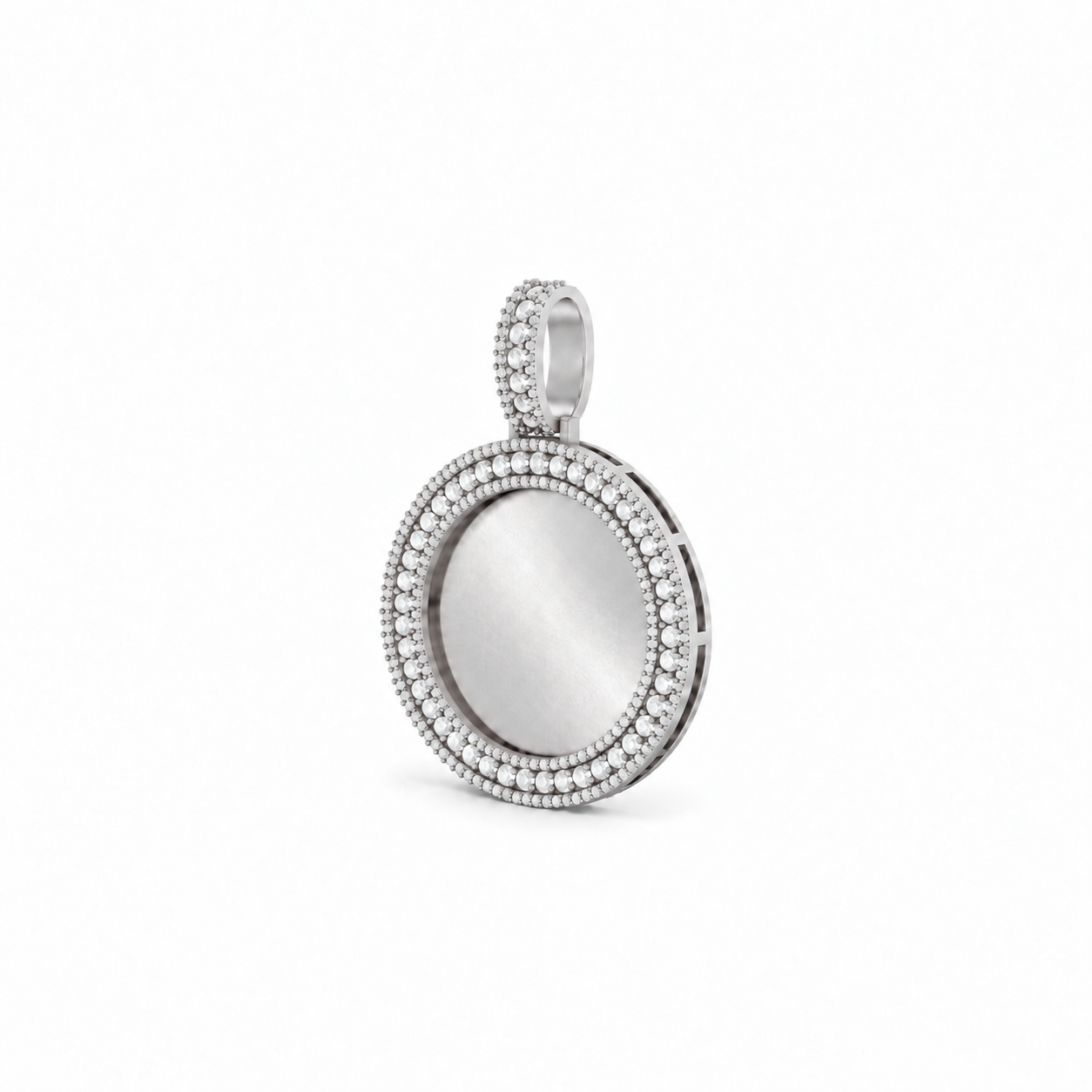 Trifecta Pavé Picture Pendant in white gold, blank center
