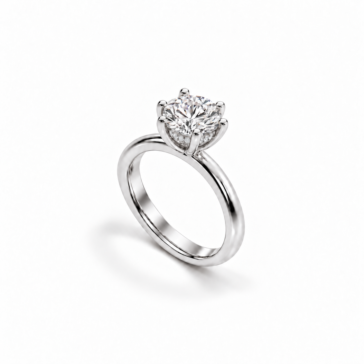 Seren Solitaire Ring in white gold, matching standard upright view