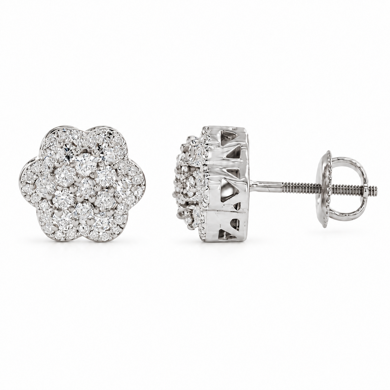 One Row Flower Cluster Earrings