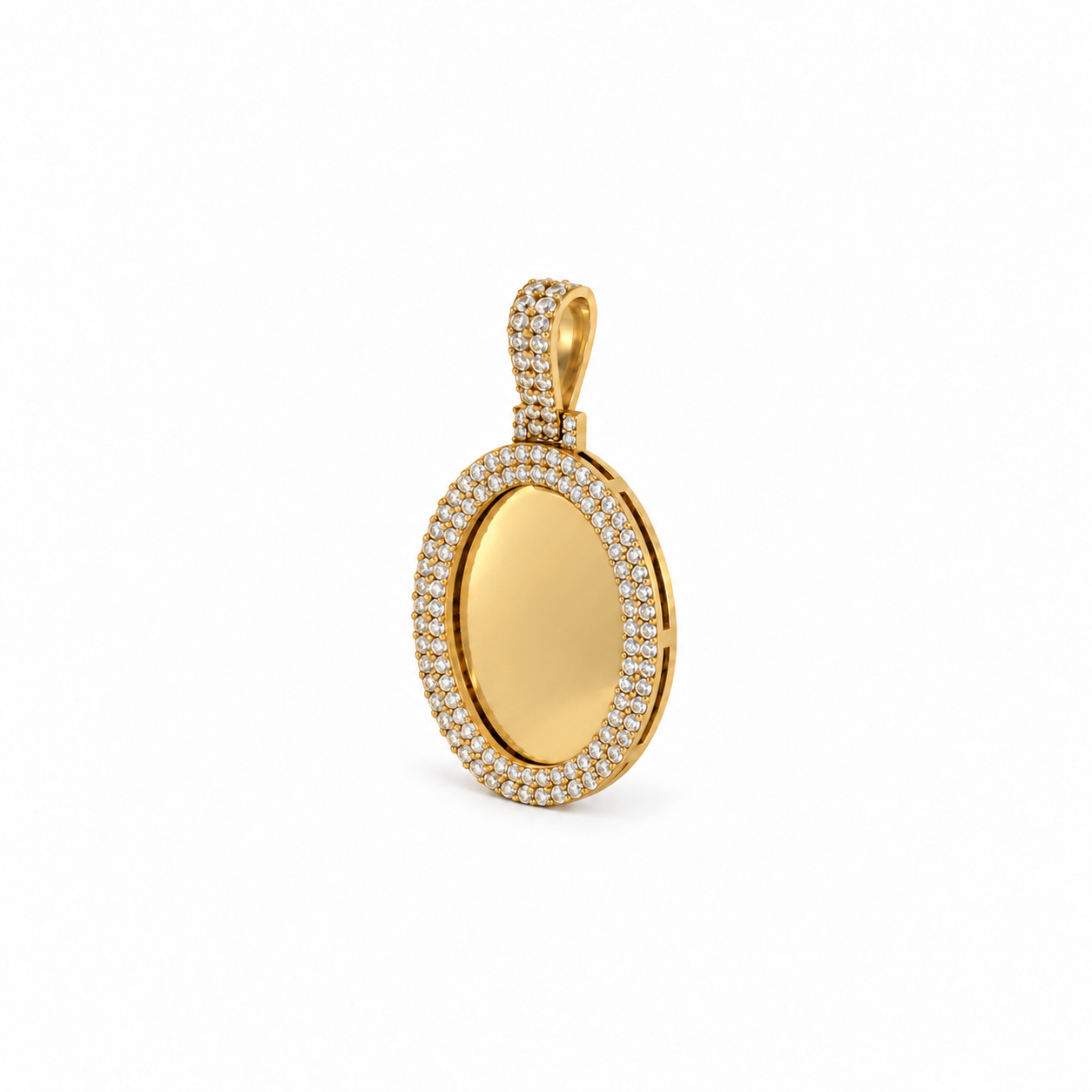 Oval Double Row Pavé Picture Pendant