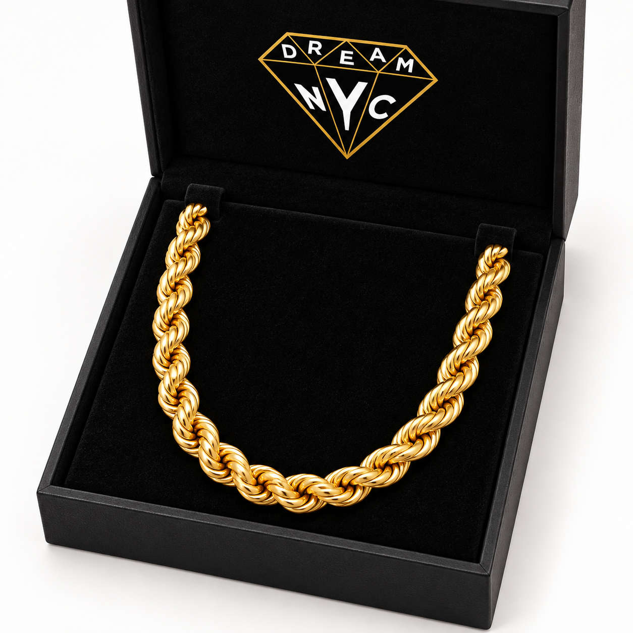 Rope Link Necklace in a black DREAM NYC gift box