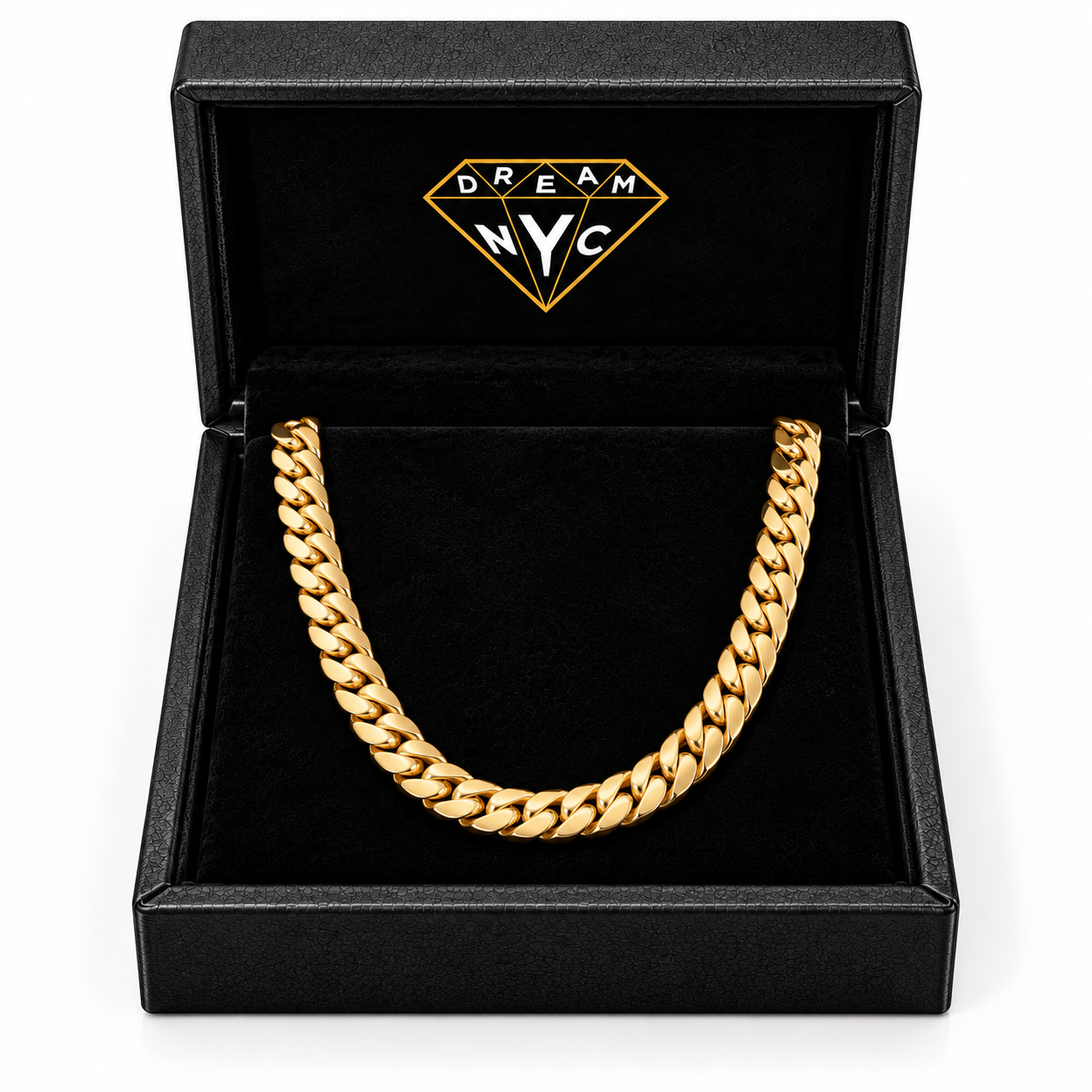 Miami Cuban Link Necklace in a black DREAM NYC gift box