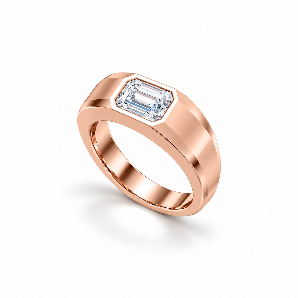 Axis Bezel Ring in rose gold, upright three-quarter view