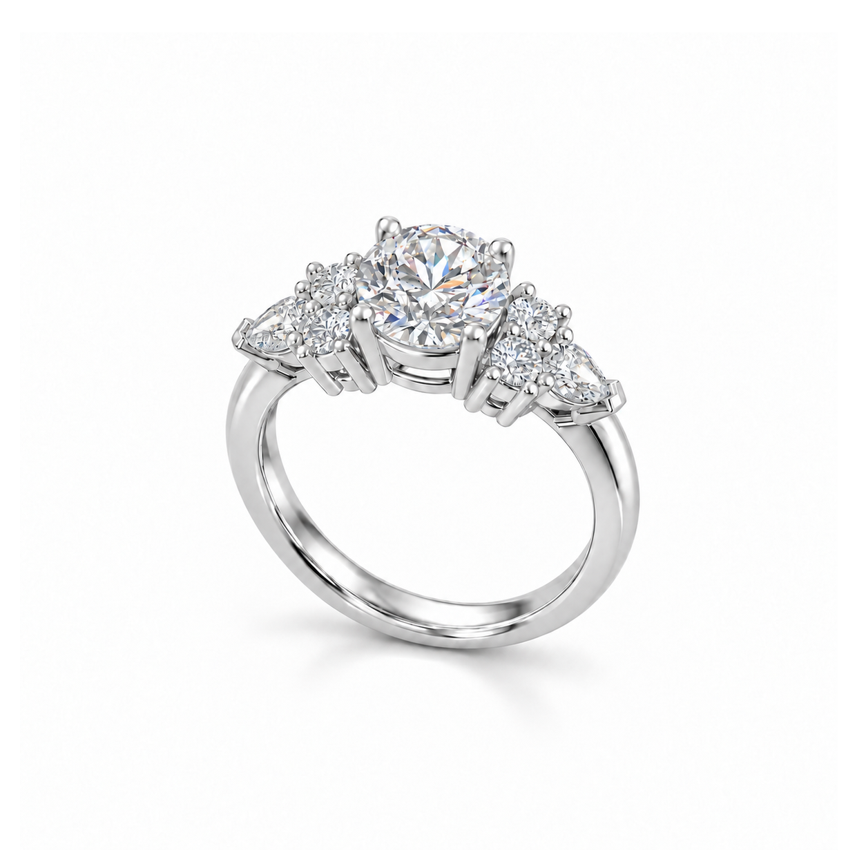 Aurelia Cluster Ring in white gold, upright three-quarter view
