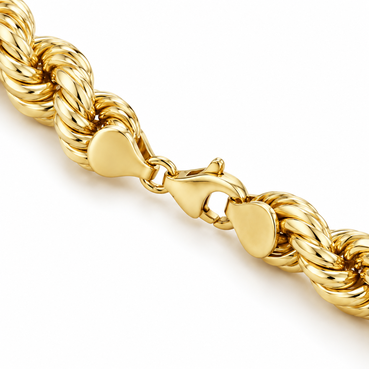 Close-up of Rope Link Bracelet twisted rope links and clasp