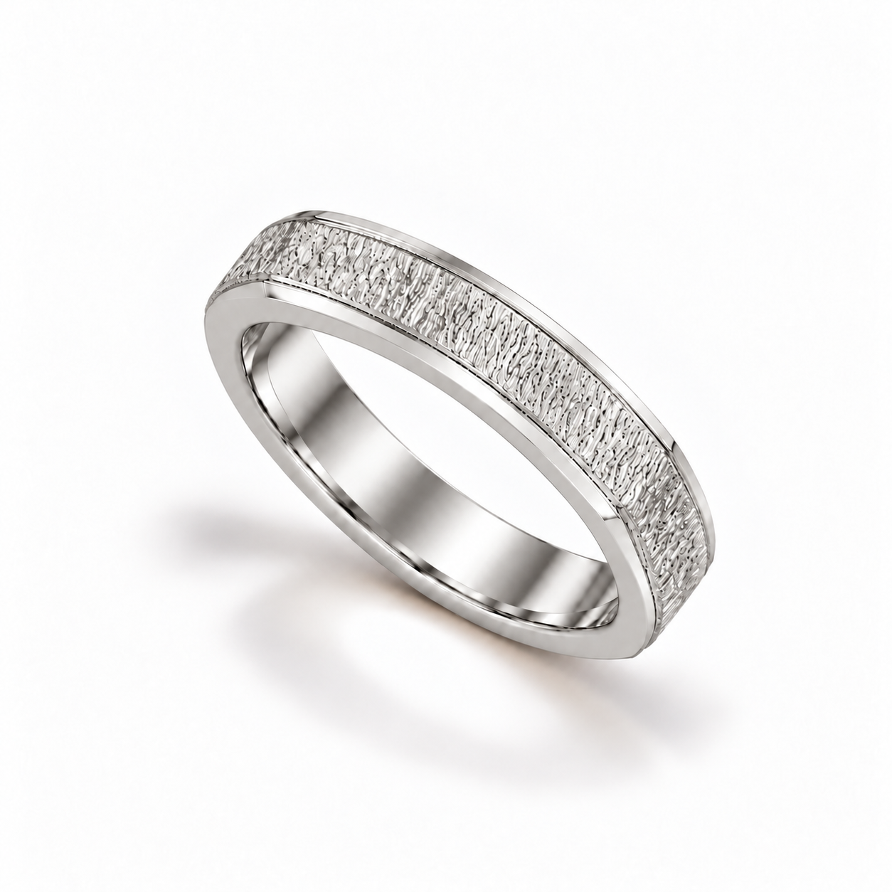 Strata Square Band in white gold, matching upright view