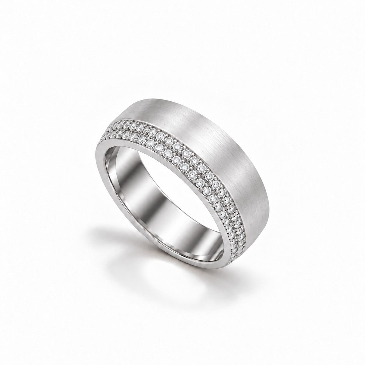 Contour Diamond Band in white gold, upright three-quarter view