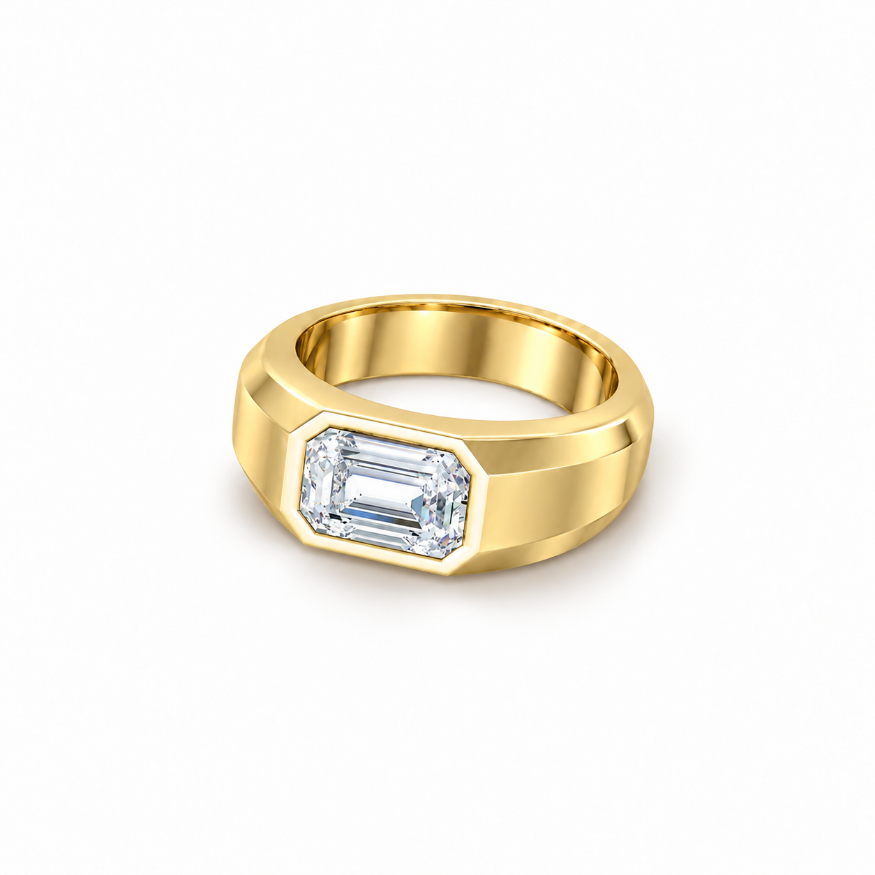 Axis Bezel Ring in yellow gold, flat view