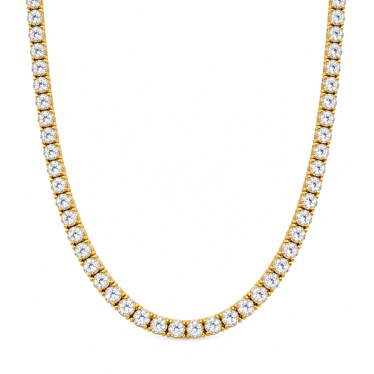 Tennis Link Necklace in yellow gold, hanging