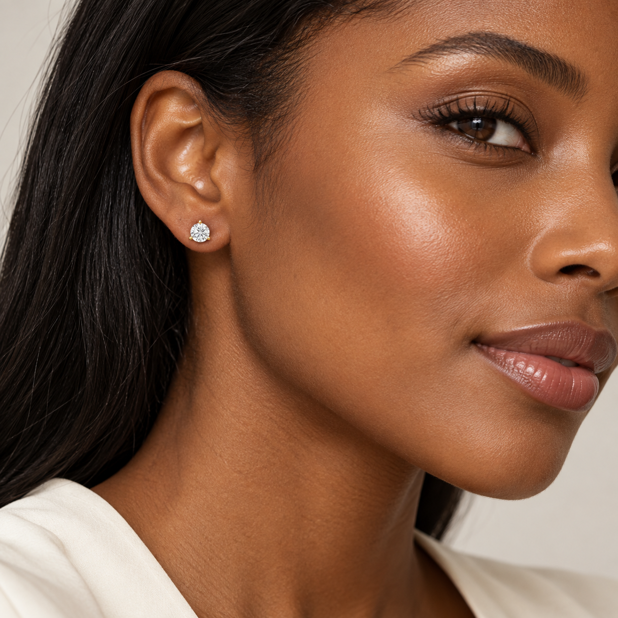 Model wearing Martini Stud Earrings