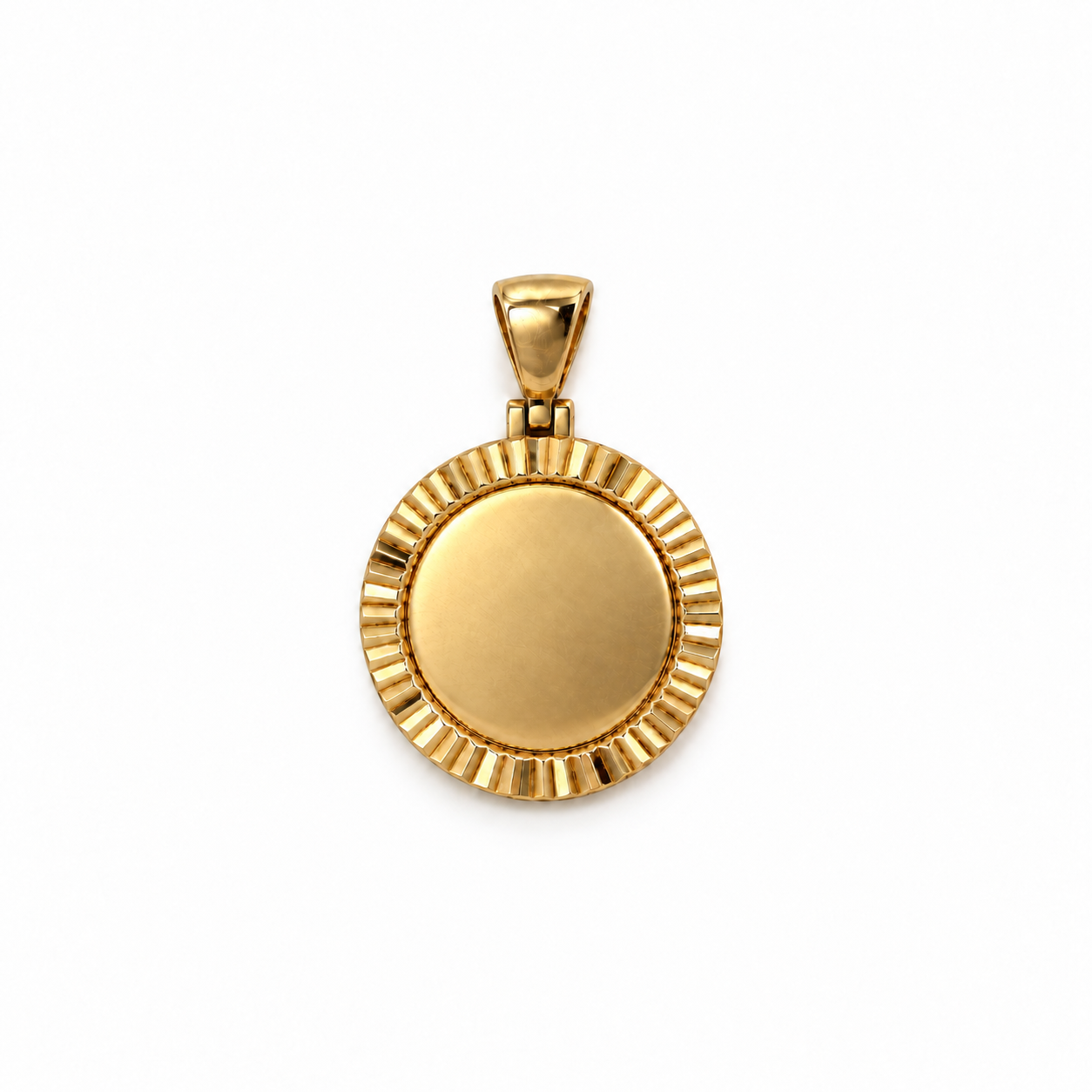 Rolex Bezel Picture Pendant in yellow gold, blank center, front view