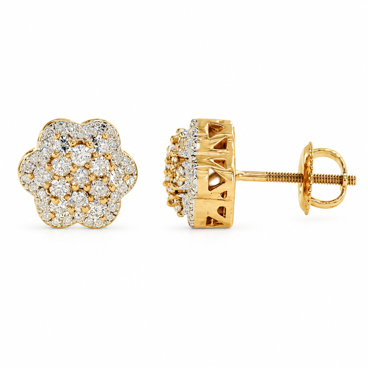 One Row Flower Cluster Earrings