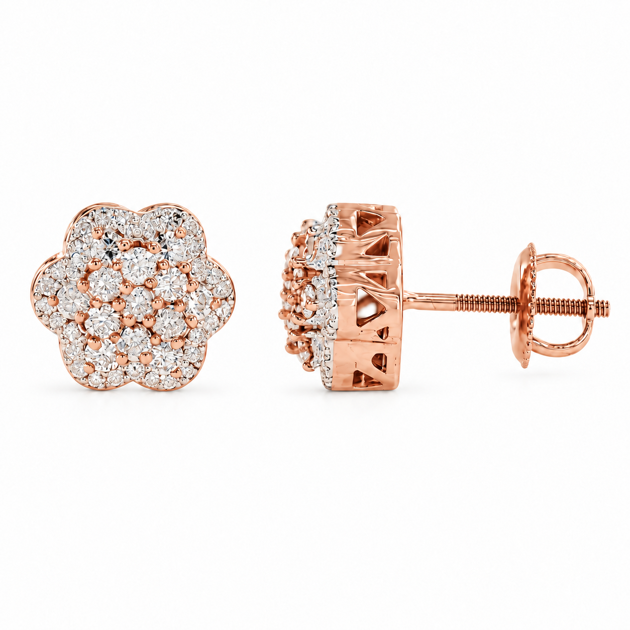 One Row Flower Cluster Earrings