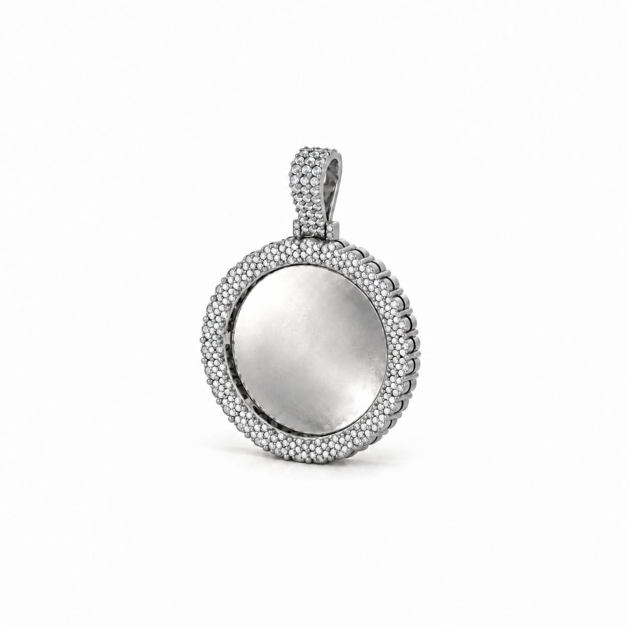 Flower Cluster Picture Pendant in white gold, blank center