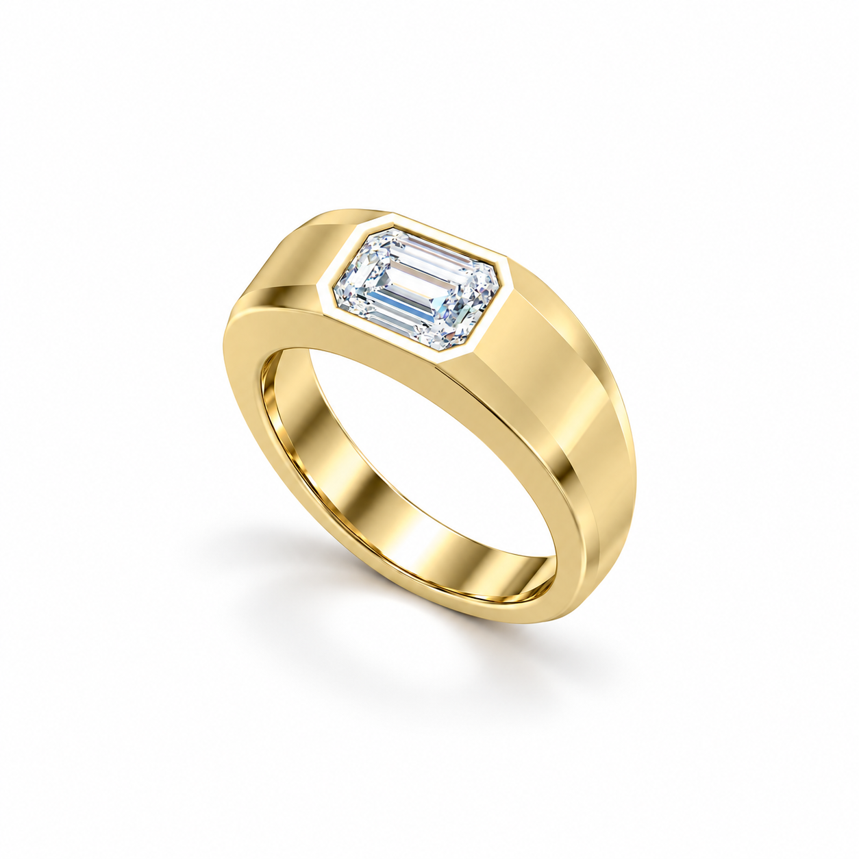 Axis Bezel Ring in yellow gold, upright three-quarter view