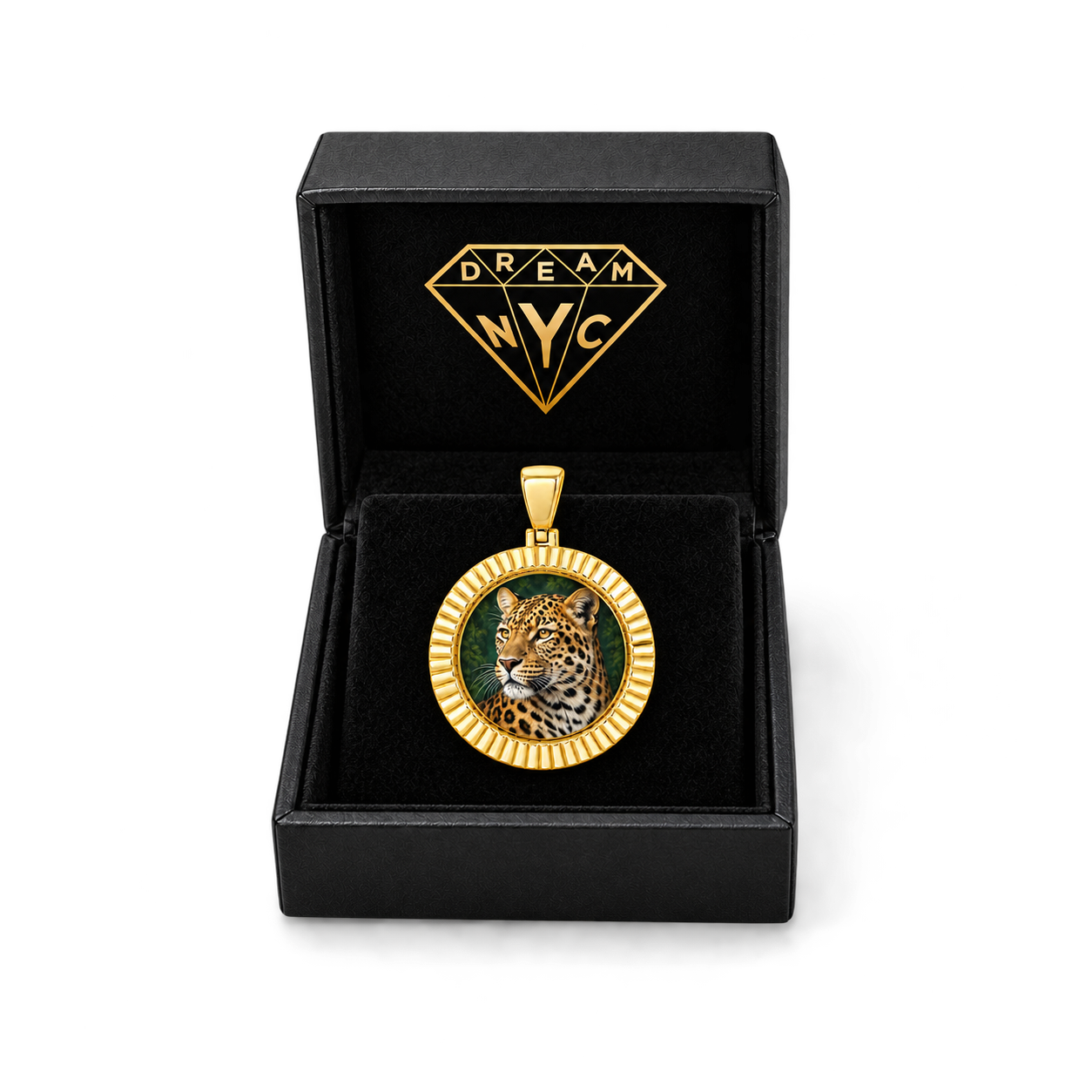 Painted Rolex Bezel Picture Pendant in a black DREAM NYC gift box