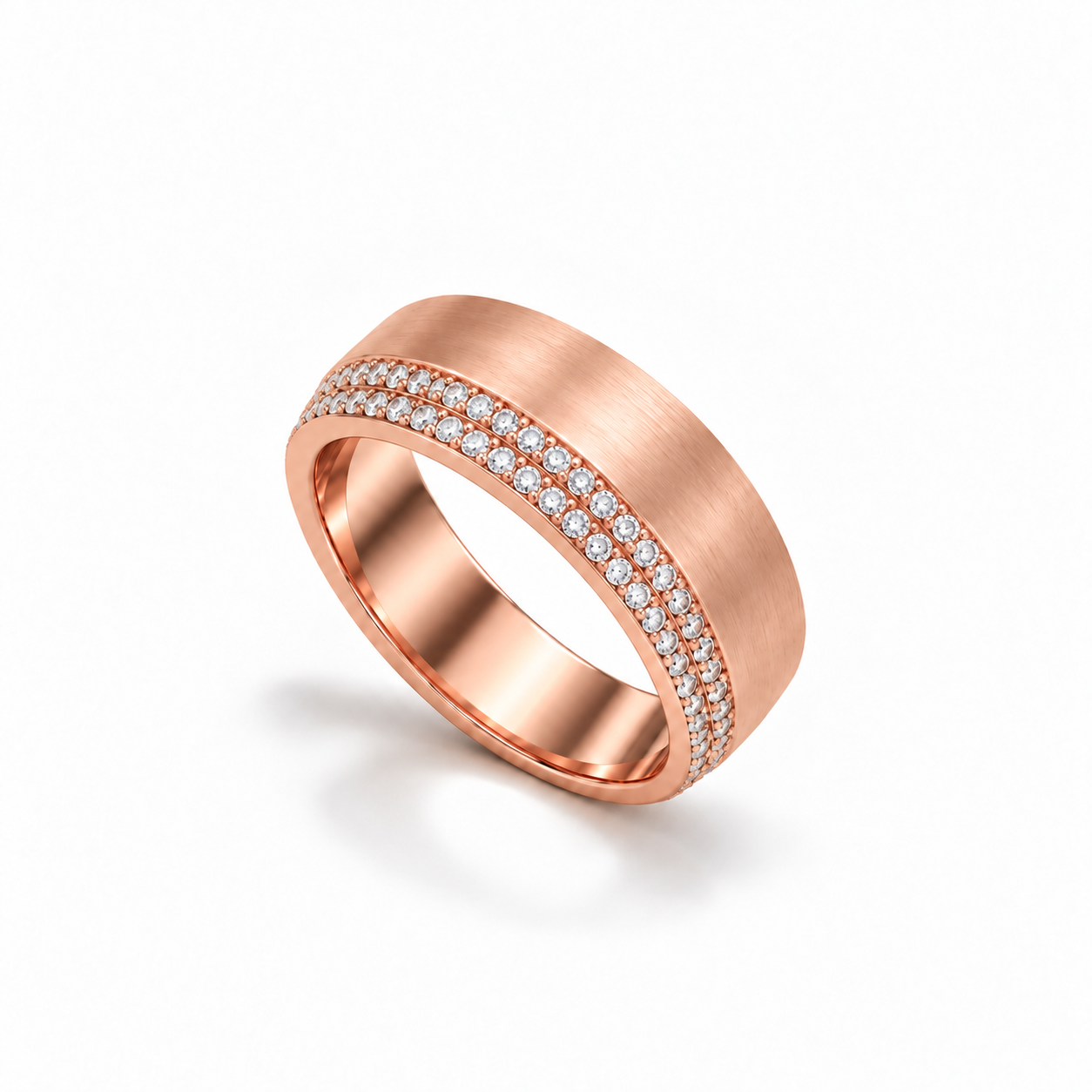 Contour Diamond Band in rose gold, upright three-quarter view
