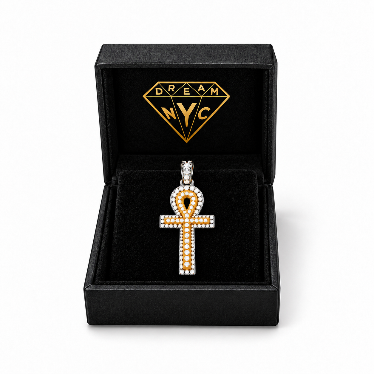 Ankh Double Layer Pendant in a black DREAM NYC gift box