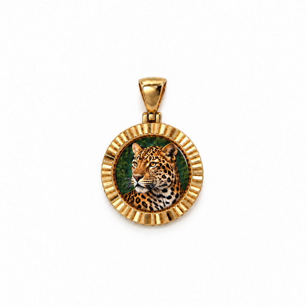 Rolex Bezel Picture Pendant with a painted leopard