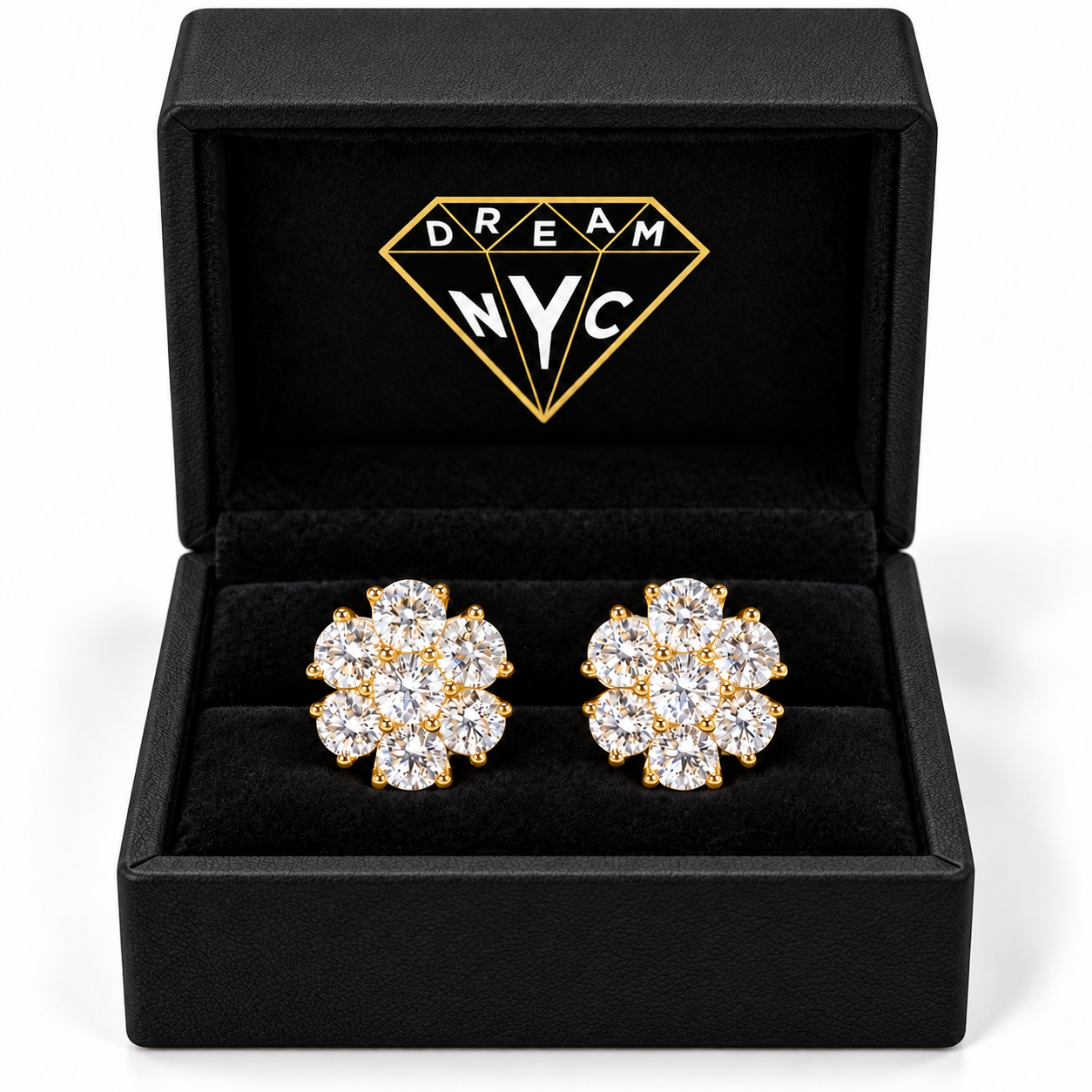 Flower Cluster Earrings in a black DREAM NYC gift box