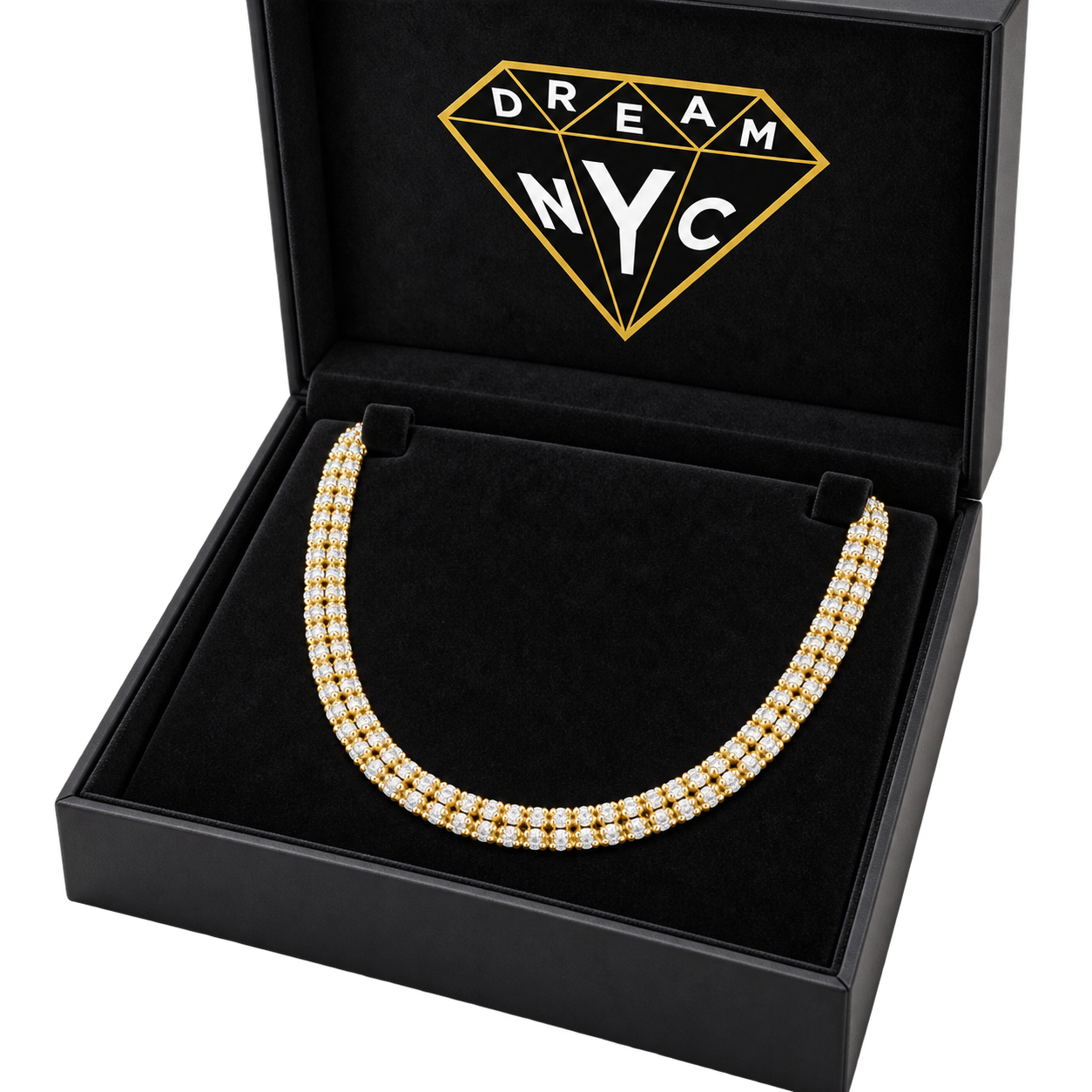 Ice Link Necklace in a black DREAM NYC gift box