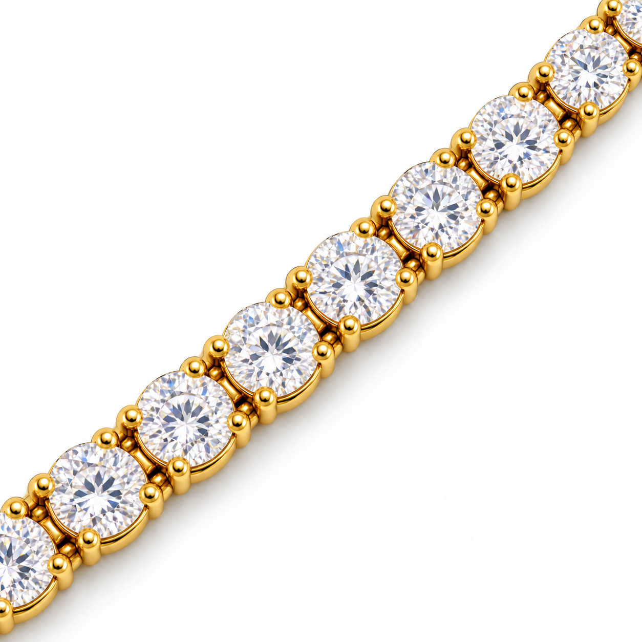 Close-up of Tennis Link Necklace prong-set stones