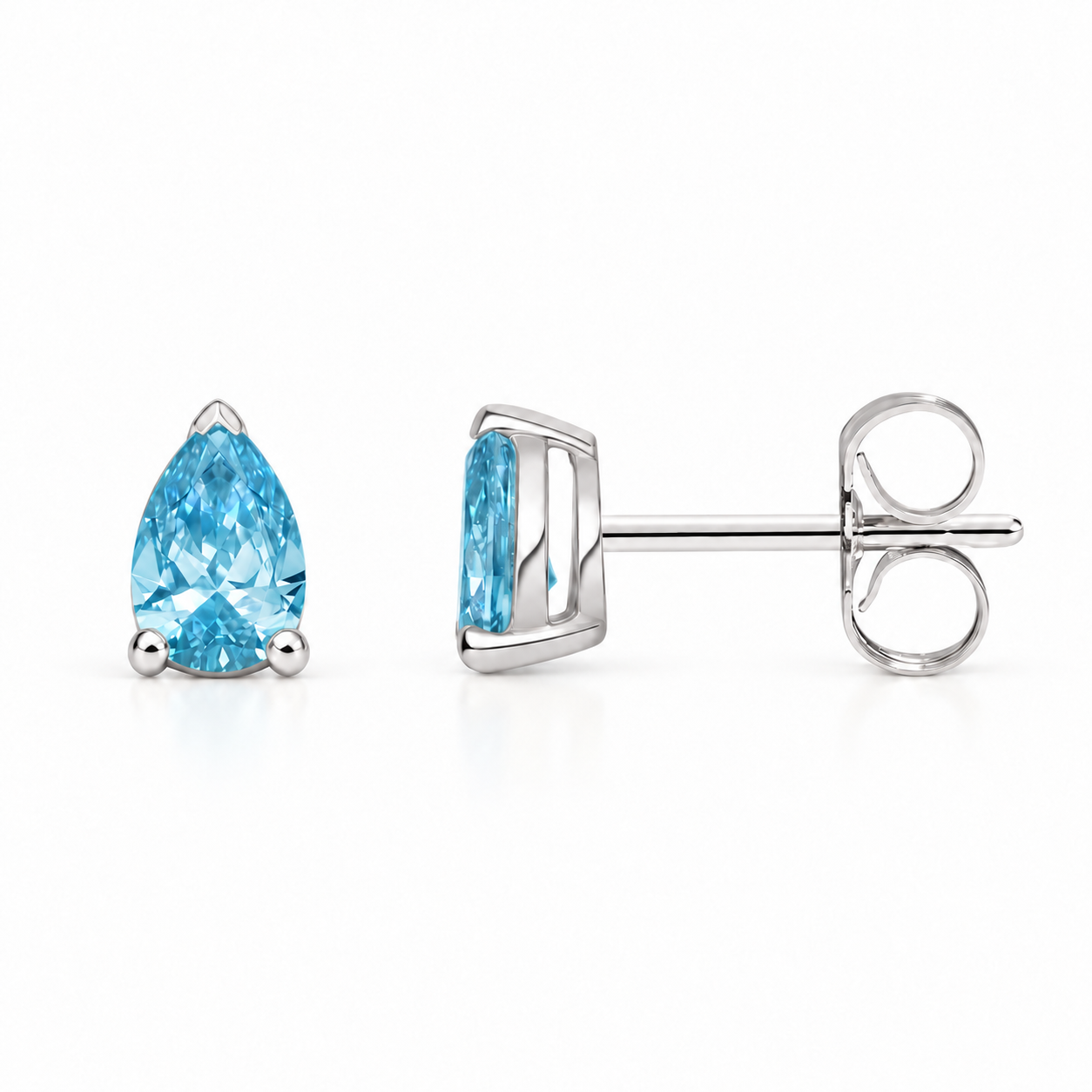Azure Pear Studs in white gold, default front and side views