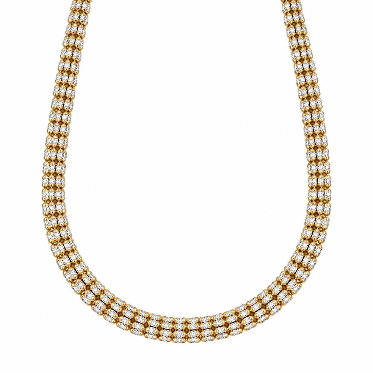 Ice Link Necklace in yellow gold, hanging