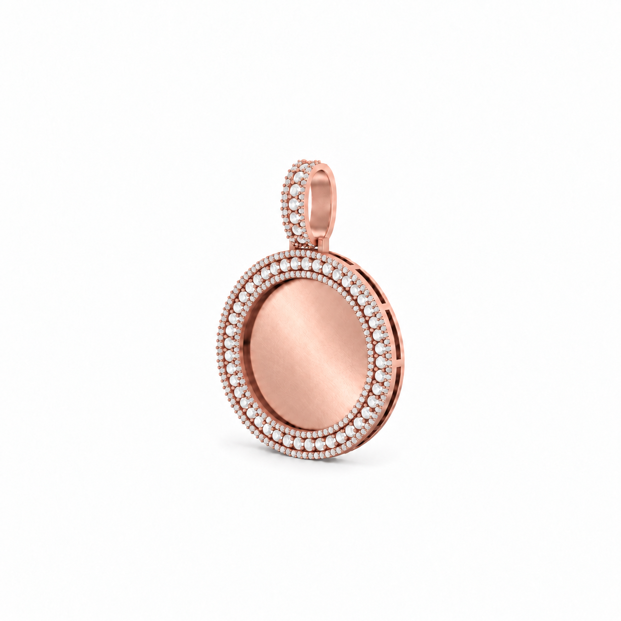 Trifecta Pavé Picture Pendant in rose gold, blank center