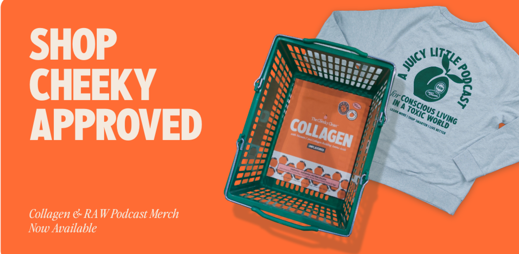 shopping basket with collagen by TheCheekyClean promoting shopping "cheeky approved" products