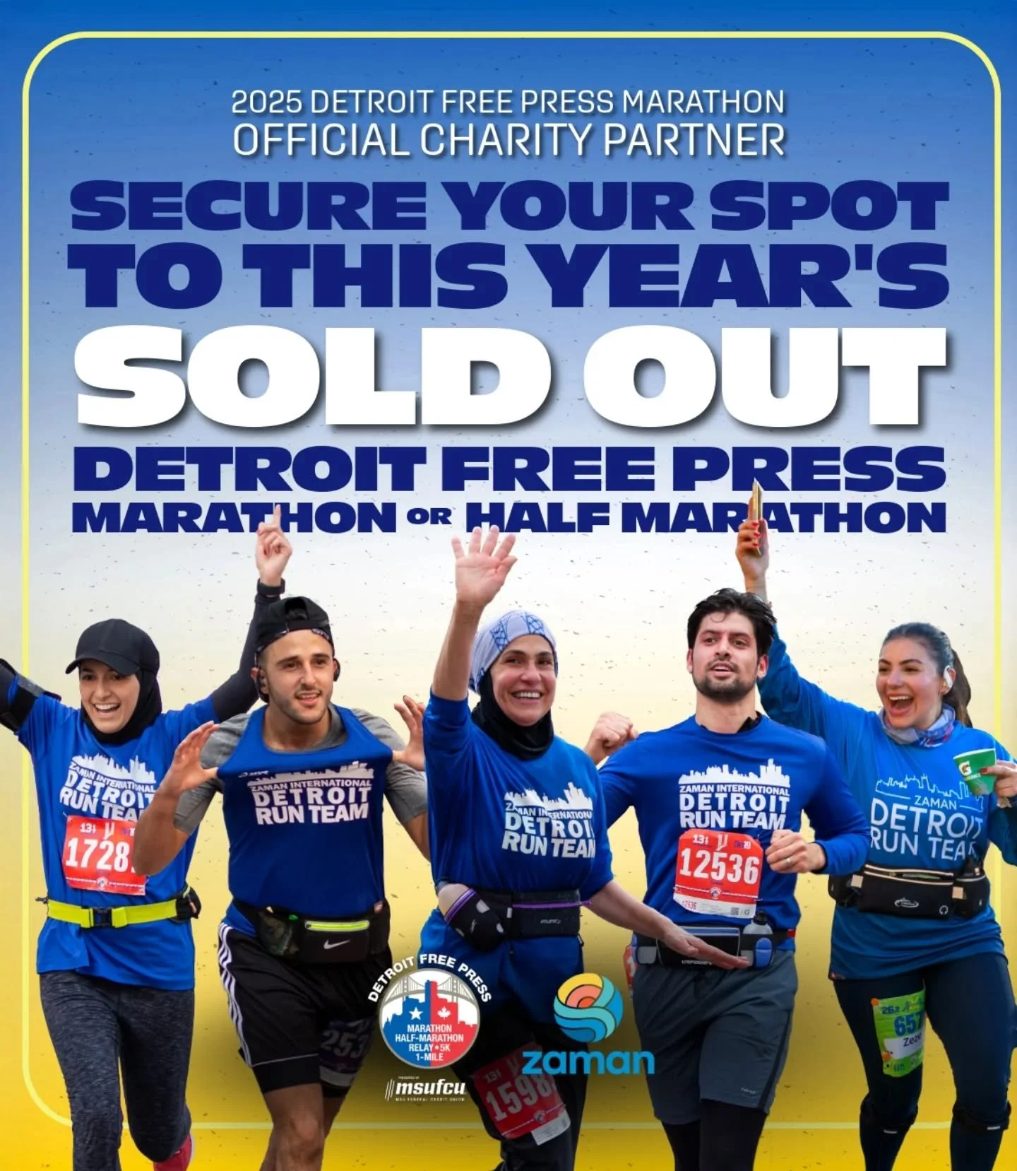 The most meaningful miles you&rsquo;ll run this year might just be with us. 🏃🏼&zwj;♀️🏃🏻&zwj;♂️

Yes, the @freepmarathon is SOLD OUT, but Zaman is an official charity partner and we have a limited number of entries for the international full and h