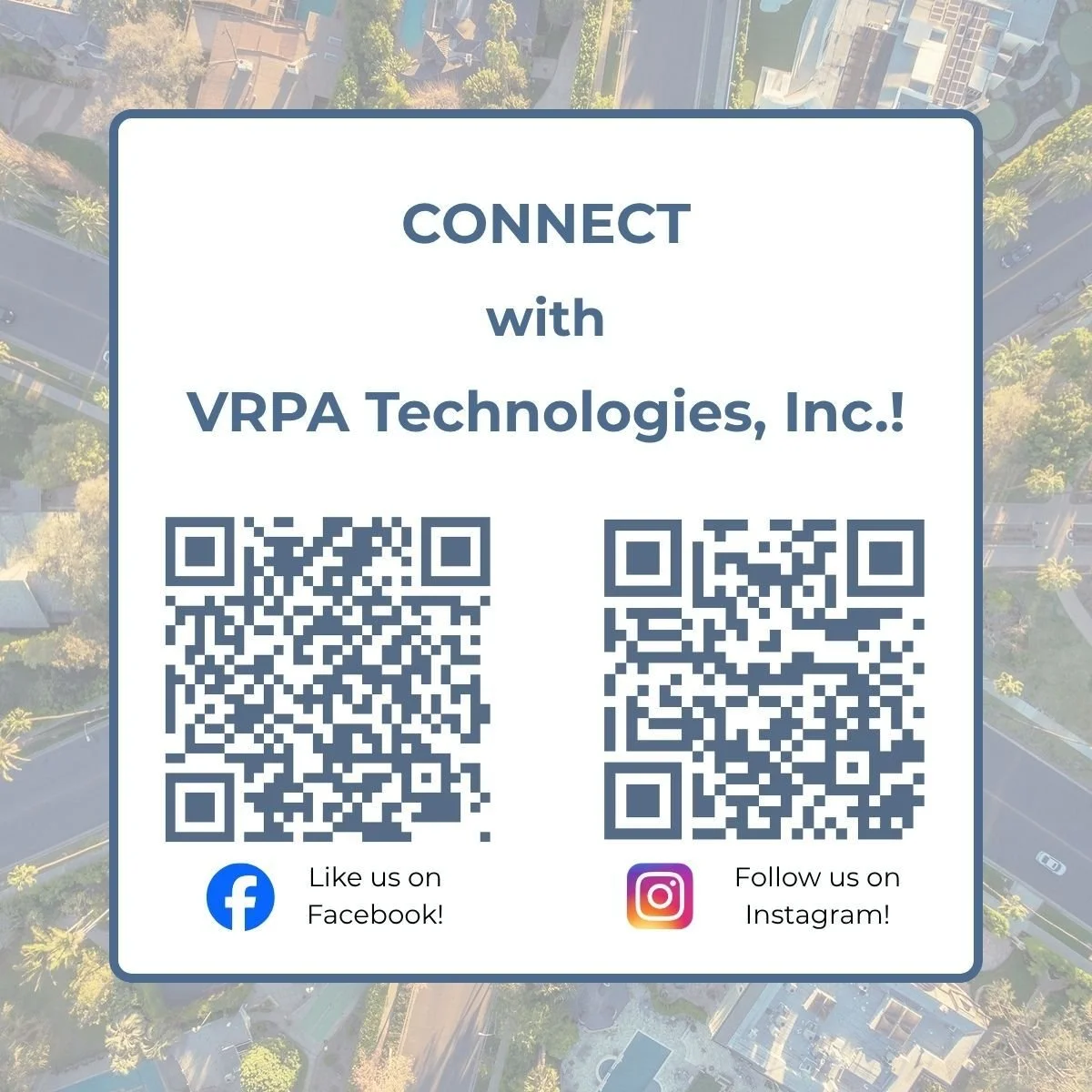 Connect with VRPA Technologies, Inc. on Facebook and Instagram