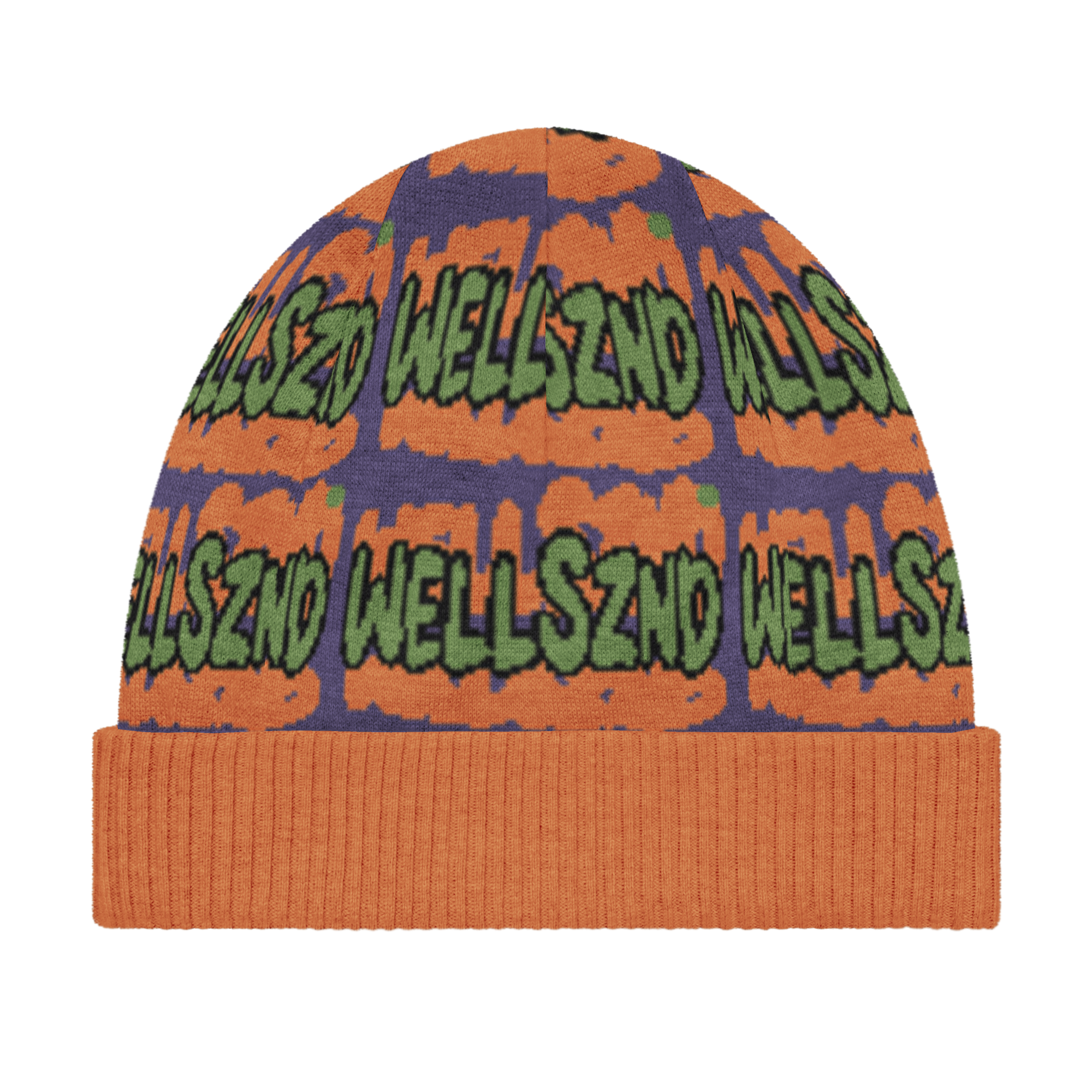 WELL SZND Nick Knit beanie (Orange/Purp?Green)
