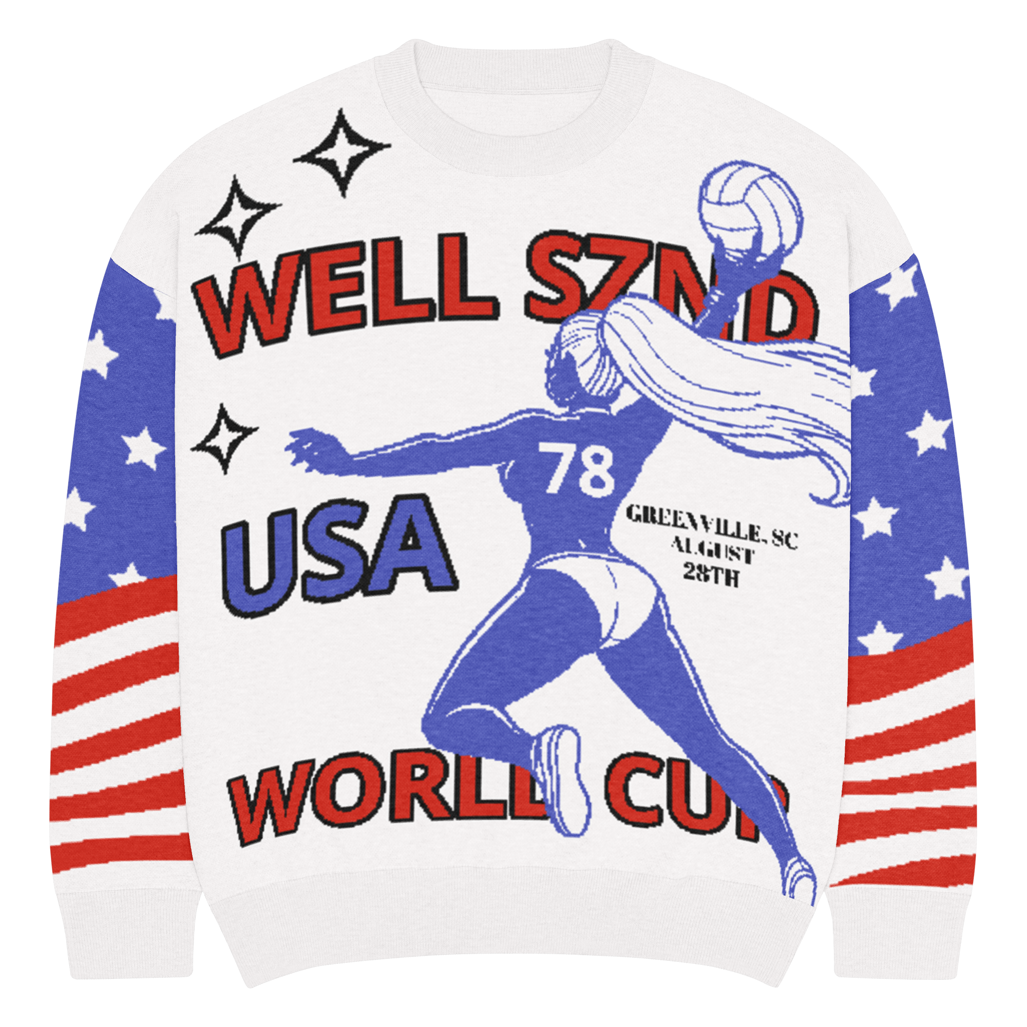 WELL SZND VBALL World Cup Knit Sweater (White)